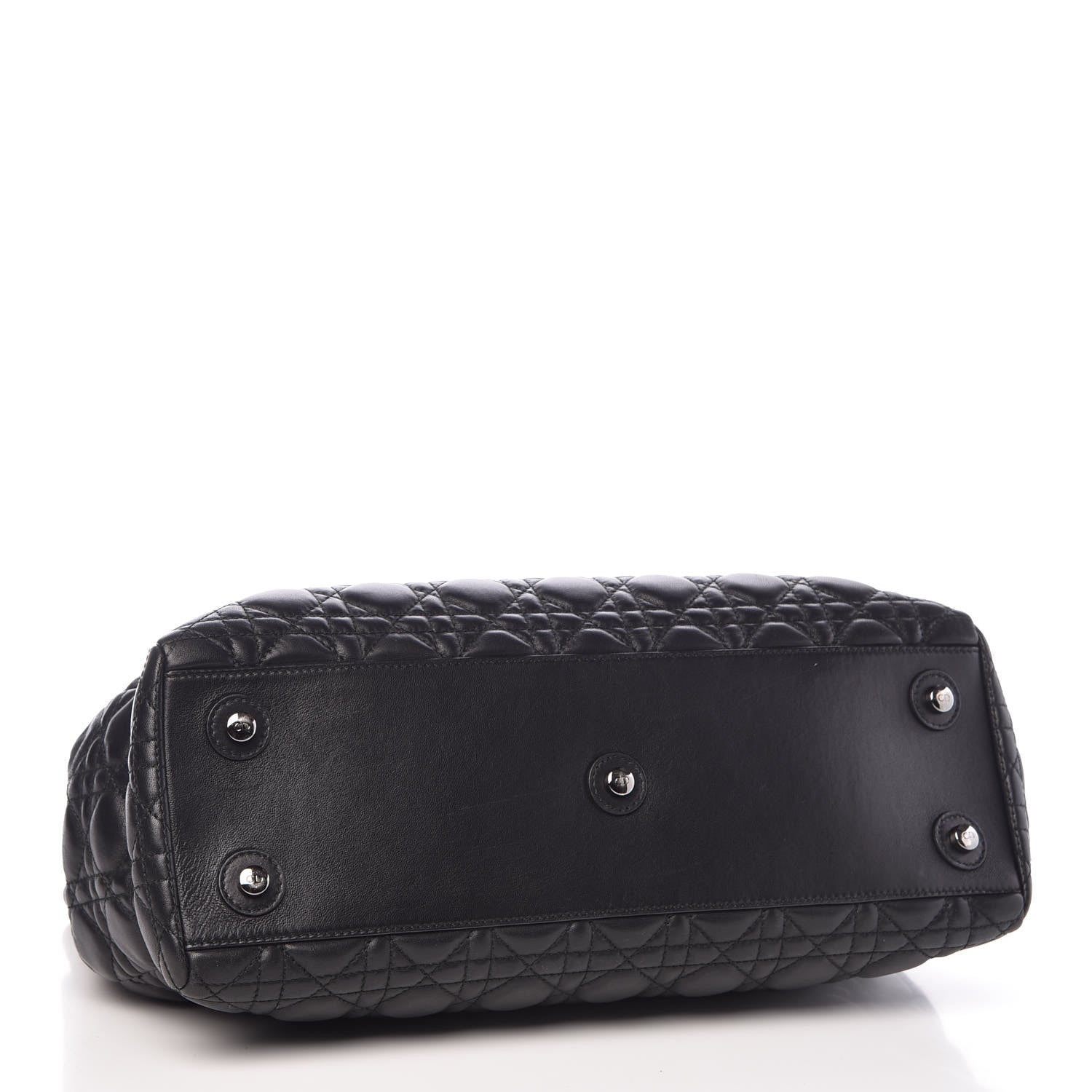 Christian Dior Lambskin Cannage Stitched Drawsting Tote Black 4 of 9