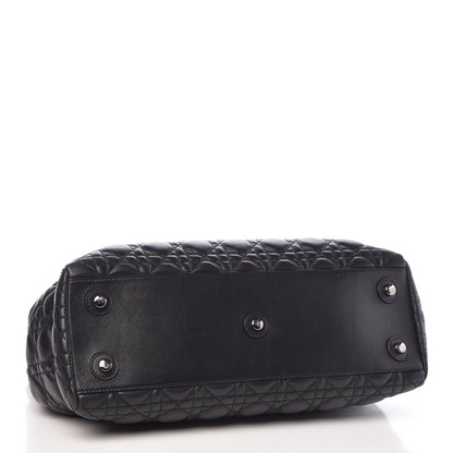Christian Dior Lambskin Cannage Stitched Drawsting Tote Black 4 of 9