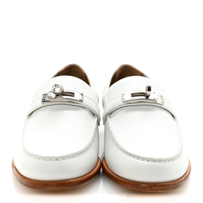 Hermes Calfskin Womens Destin Loafers 36.5 White 3 of 10