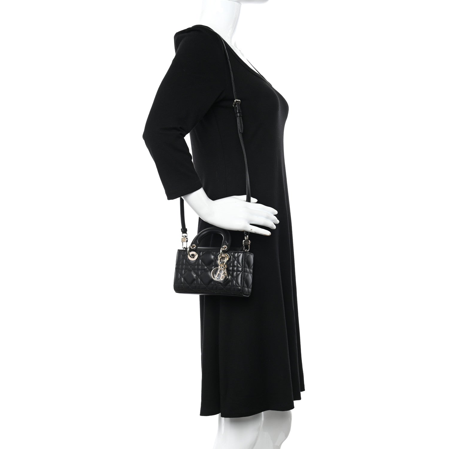 Christian Dior Lambskin Cannage Micro Lady D-Joy Black 2 of 10