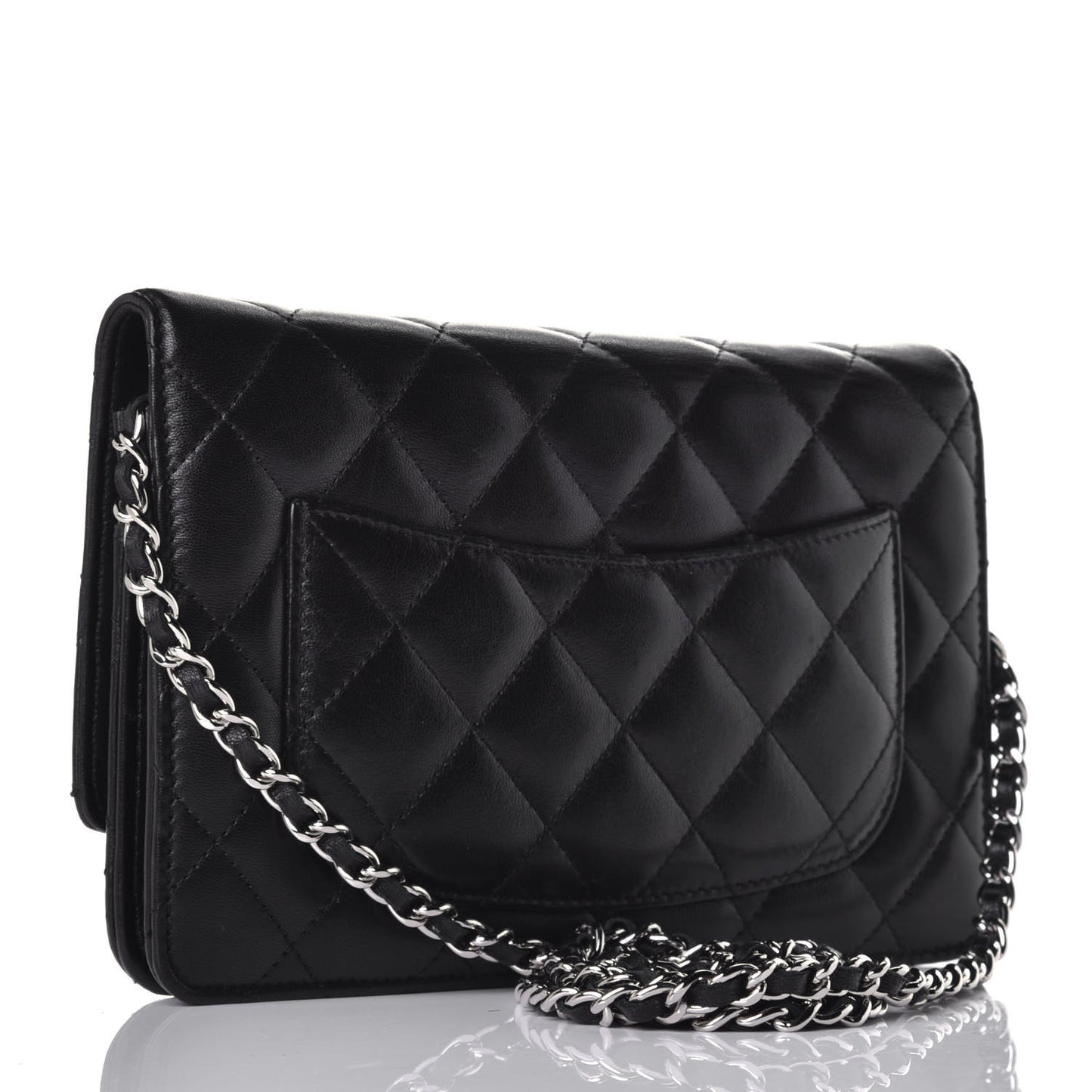 Lambskin Quilted Wallet On Chain WOC Black