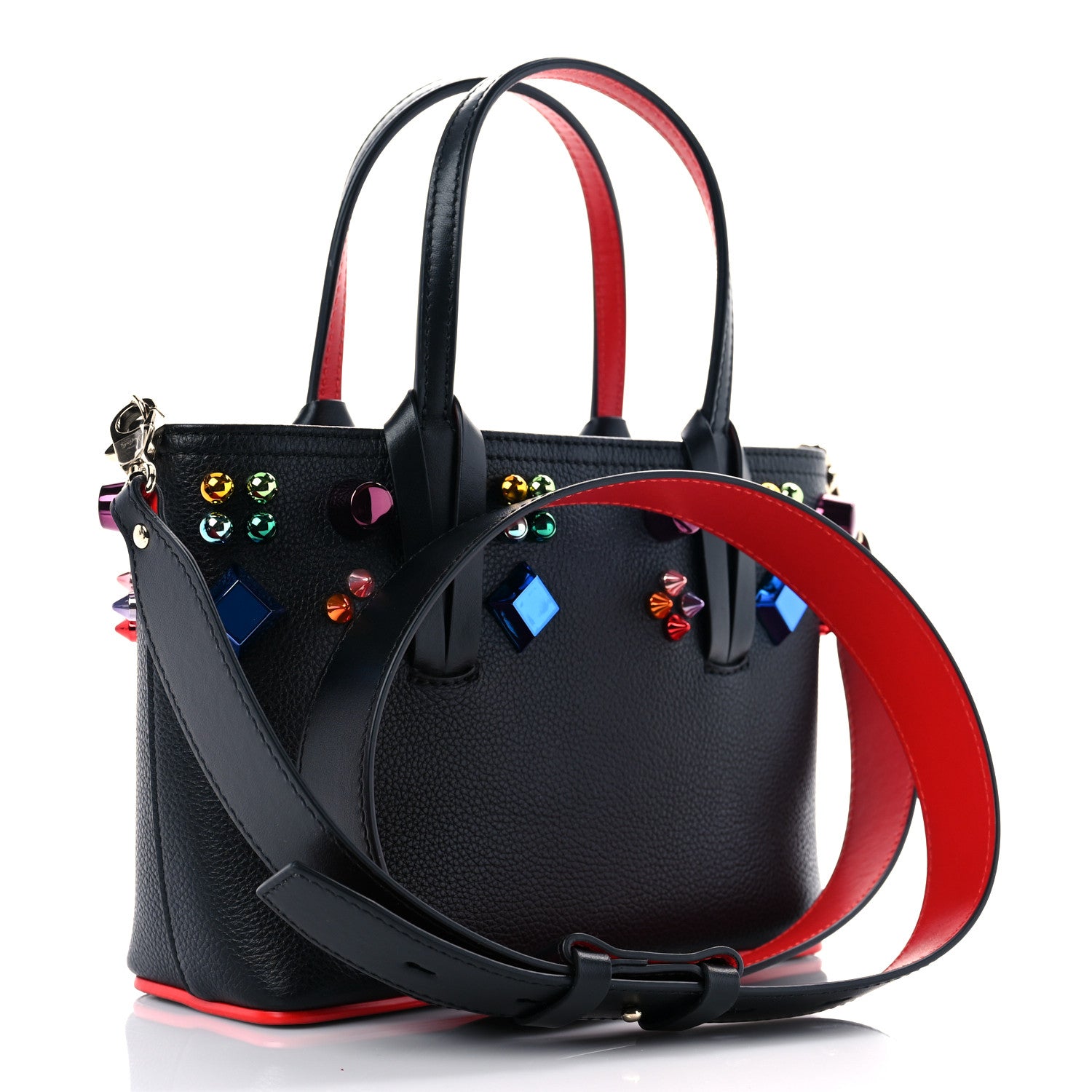 Christian Louboutin Calfskin Embellished Mini East West Cabata Tote Black 3 of 11
