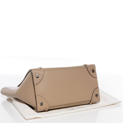 Celine Drummed Calfskin Mini Luggage Dune 4 of 8