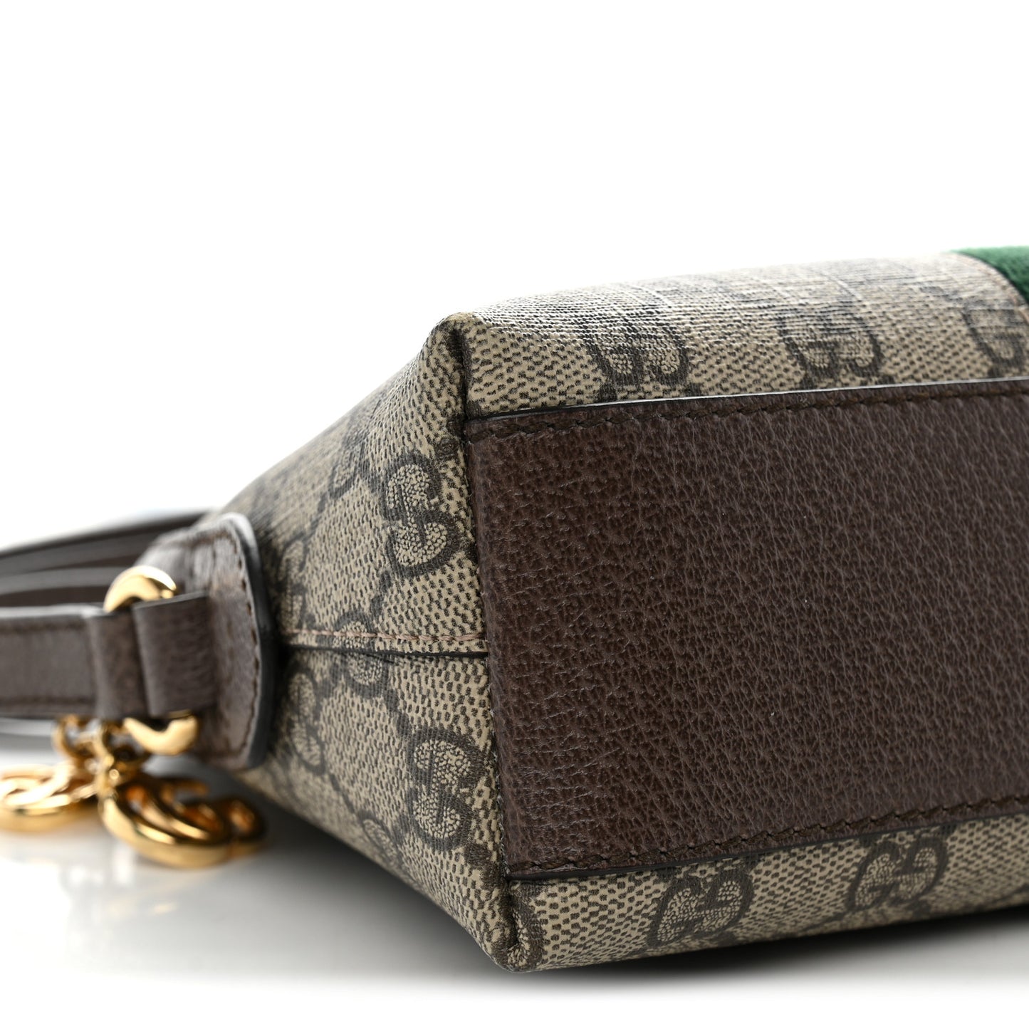 GG Supreme Monogram Textured Dollar Calfskin Web Small Ophidia Dome Shoulder Bag Beige Ebony New Acero