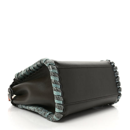 Fendi Calfskin Elaphe Lace Up Selleria Mini Peekaboo Iconic Satchel Verde Prato Arancio 4 of 8