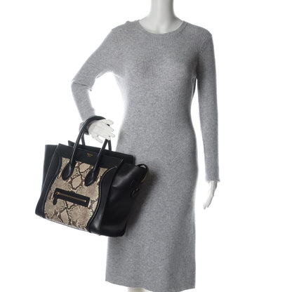 Celine Python Smooth Calfskin Mini Bi-Color Luggage Black Natural 2 of 7