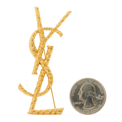 Saint Laurent Brass Cassandre Opyum YSL Twisted Brooch Gold 2 of 4