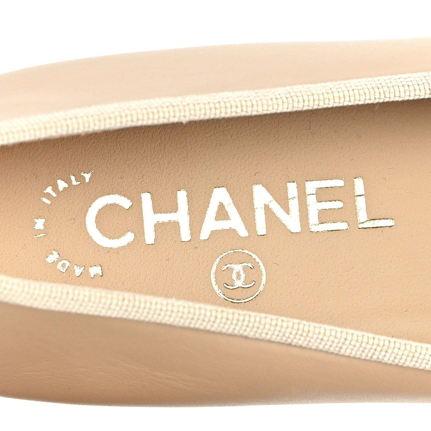 Lambskin Cap Toe CC Ballerina Flats 37 Beige Black