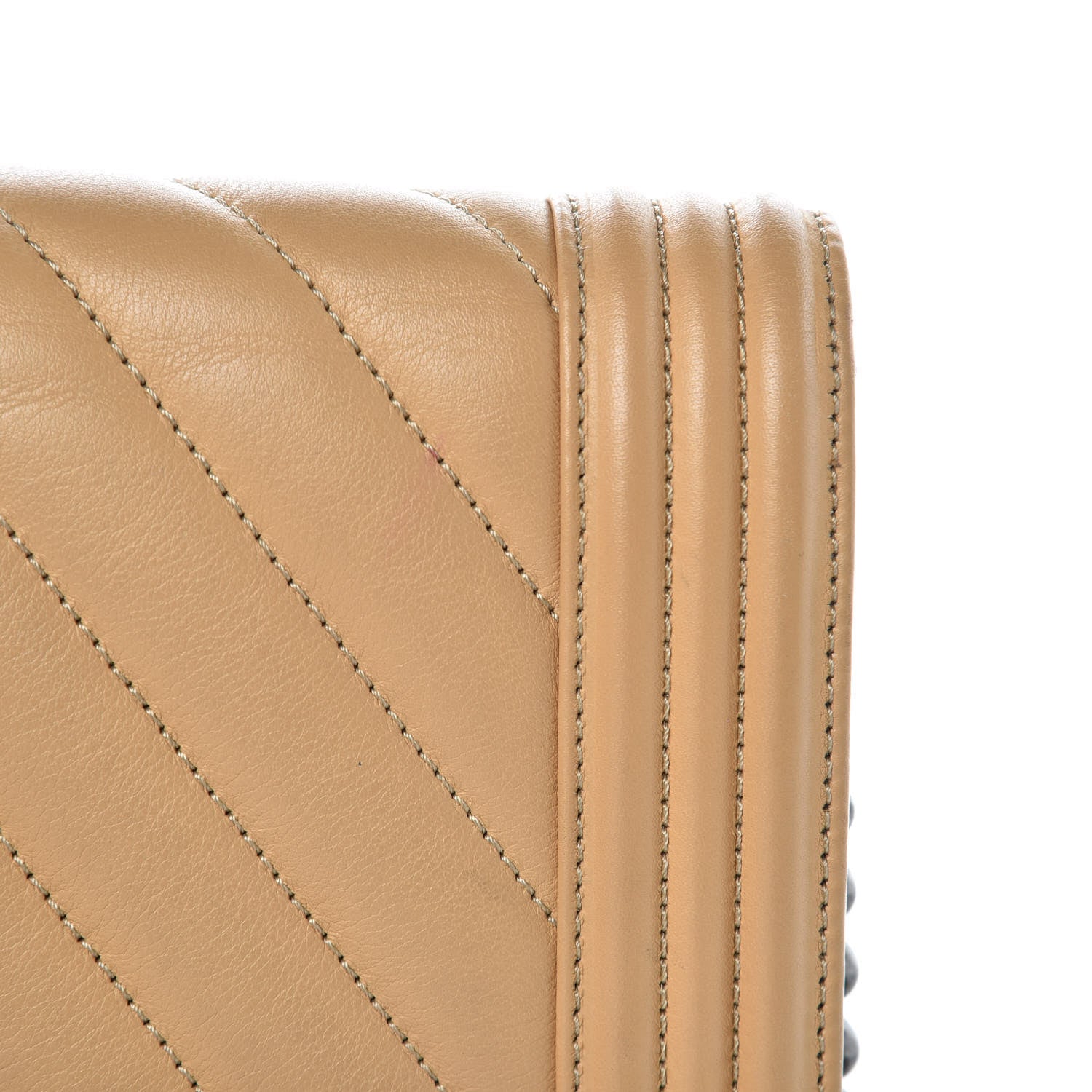 Chanel Calfskin Chevron Quilted Boy Convertible Clutch Flap Beige 13 of 16
