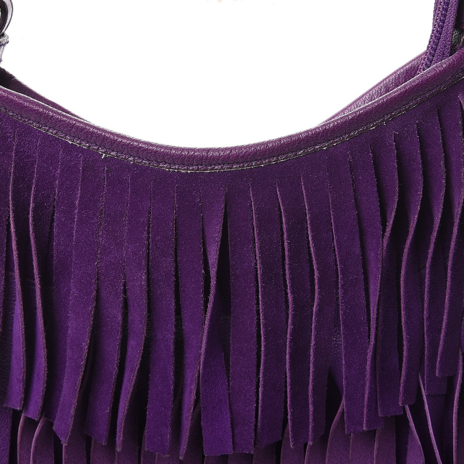 Saint Laurent Suede Petite Sac Fringe Hobo Purple 7 of 12