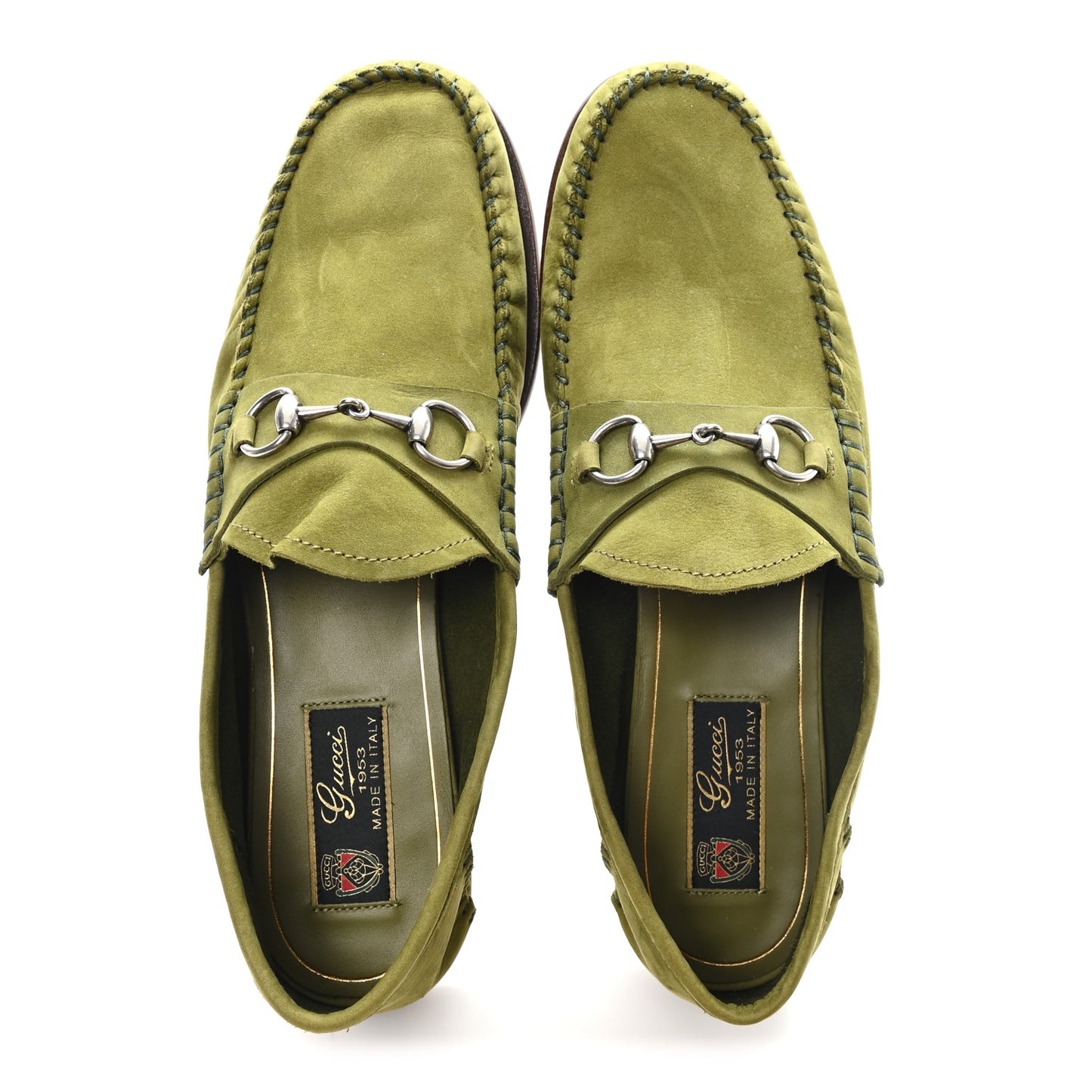 Nubuck Womens Horsebit Loafers 38 Herbs Light Green
