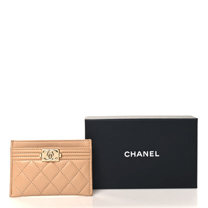 Chanel Lambskin Quilted Boy Card Holder Beige 9 of 9