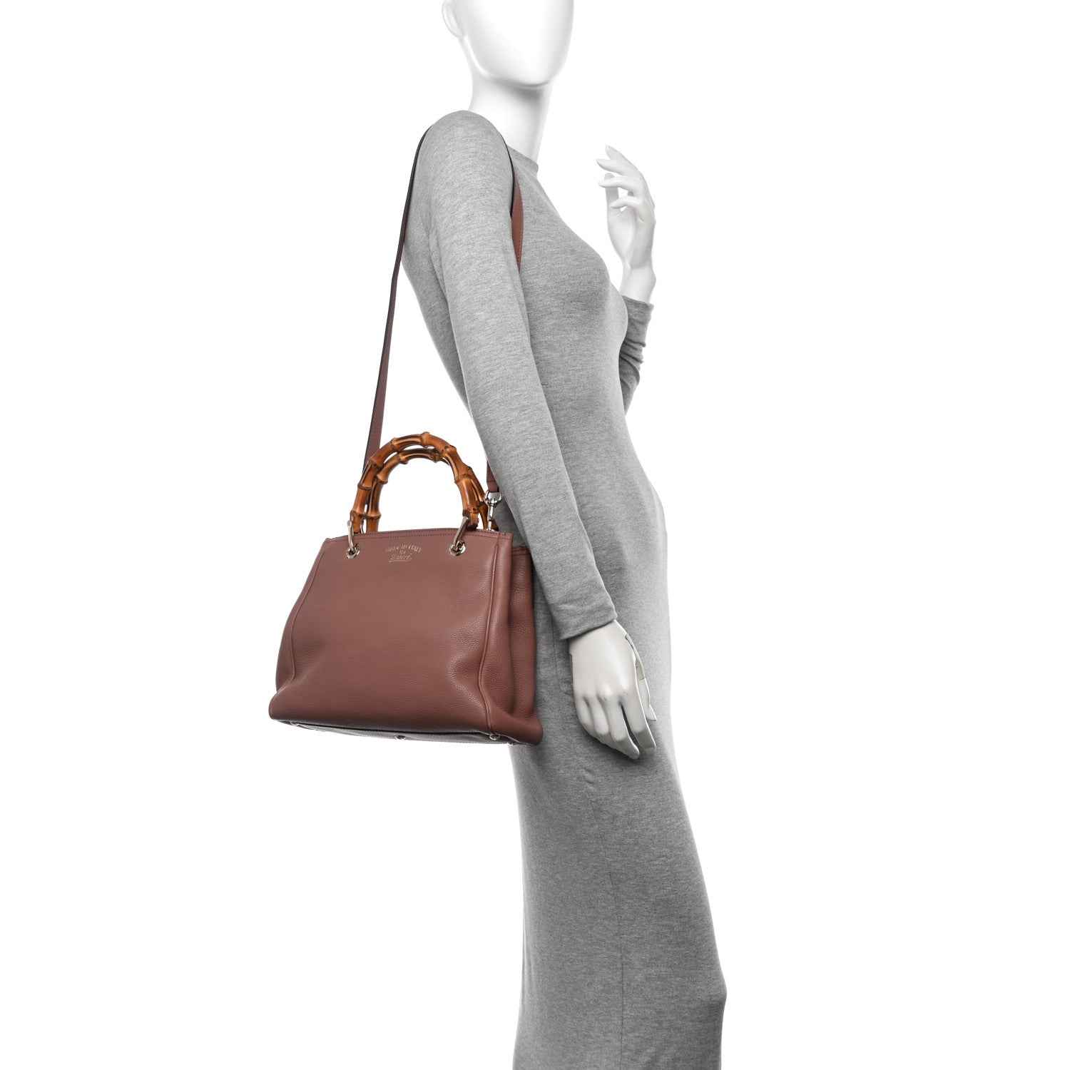 Gucci Calfskin Small Bamboo Shopper Tote Camelia 2 of 12
