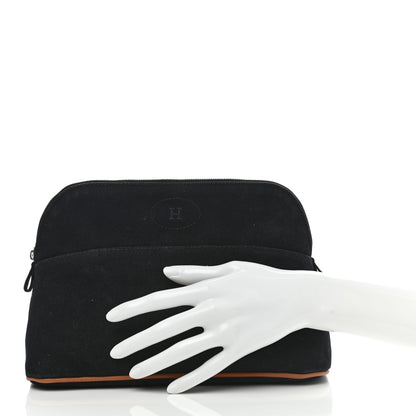Hermes Cotton Canvas Bolide Travel Cosmetic Pouch Black 2 of 7