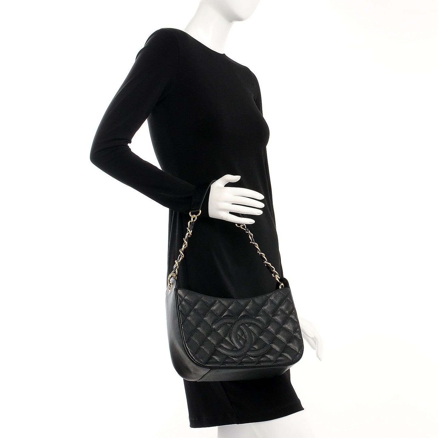Caviar Quilted Hobo Black
