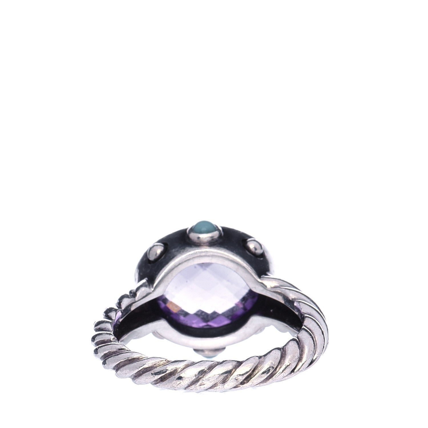 David Yurman Sterling Silver Amethyst Turquoise 11mm Renaissance Ring 57 8 3 of 6
