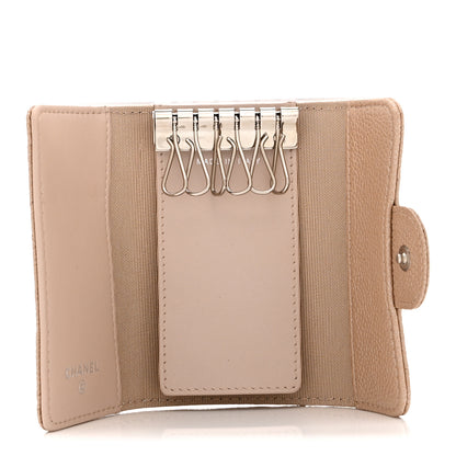 Chanel Metallic Caviar Quilted 6 Key Holder Light Beige 5 of 11