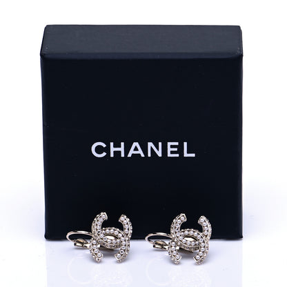 Chanel Crystal Pearl CC Dangle Earrings Gold 6 of 6