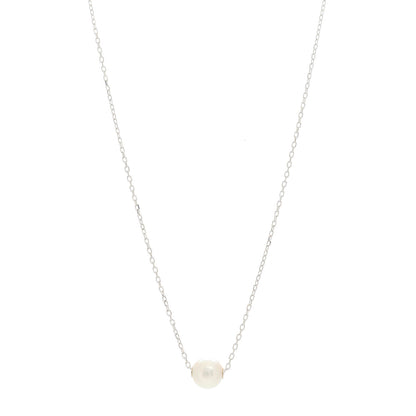 Mikimoto 18K White Gold Akoya Pearl 8mm Single Pendant Necklace 1 of 6
