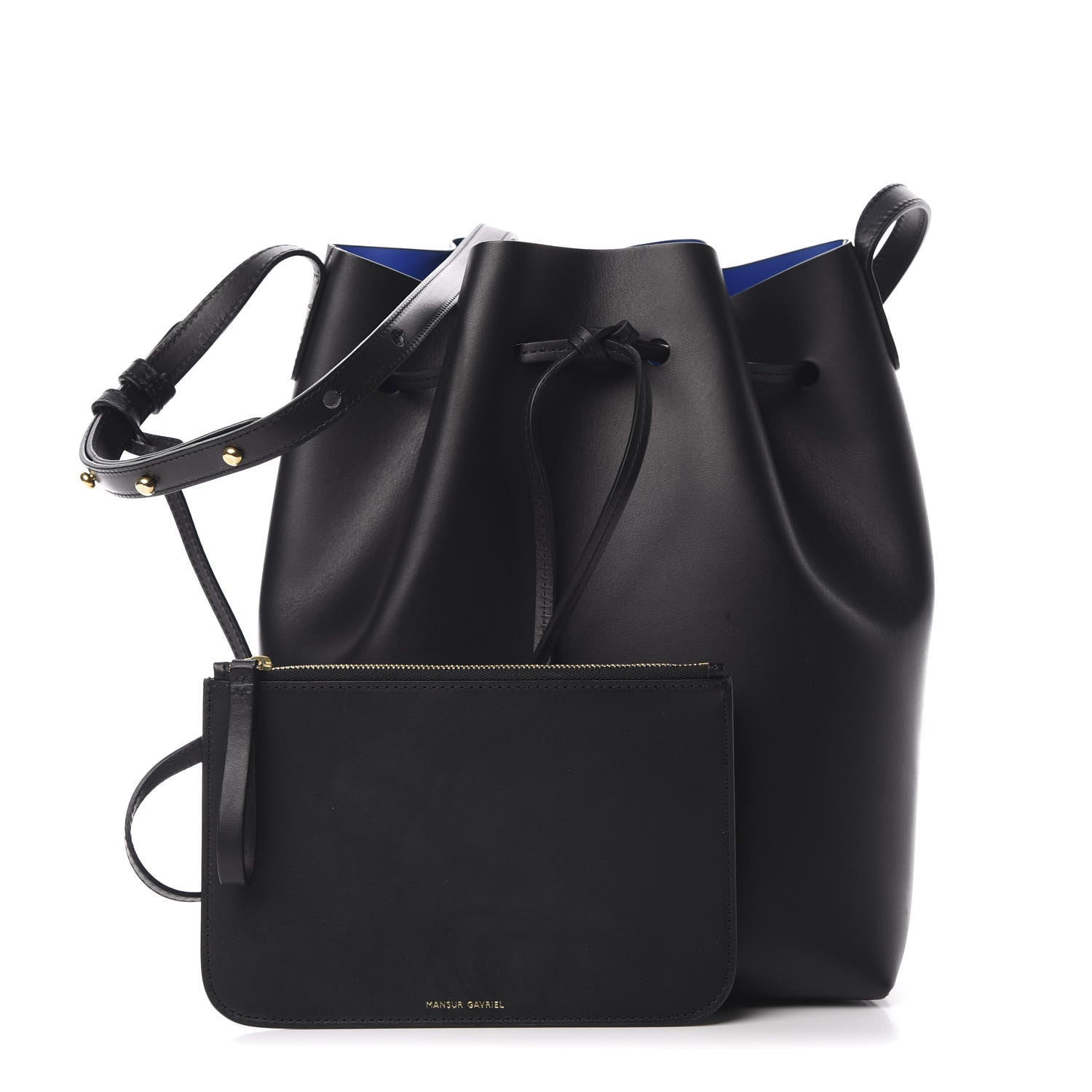 Mansur Gavriel Calfskin Bucket Bag Black Royal 1 of 11
