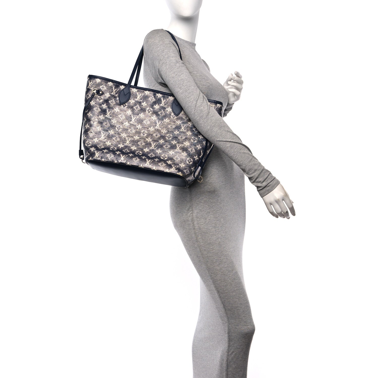 Louis Vuitton Monoglam Neverfull MM Blue 3 of 11