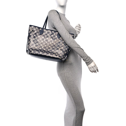 Louis Vuitton Monoglam Neverfull MM Blue 3 of 11