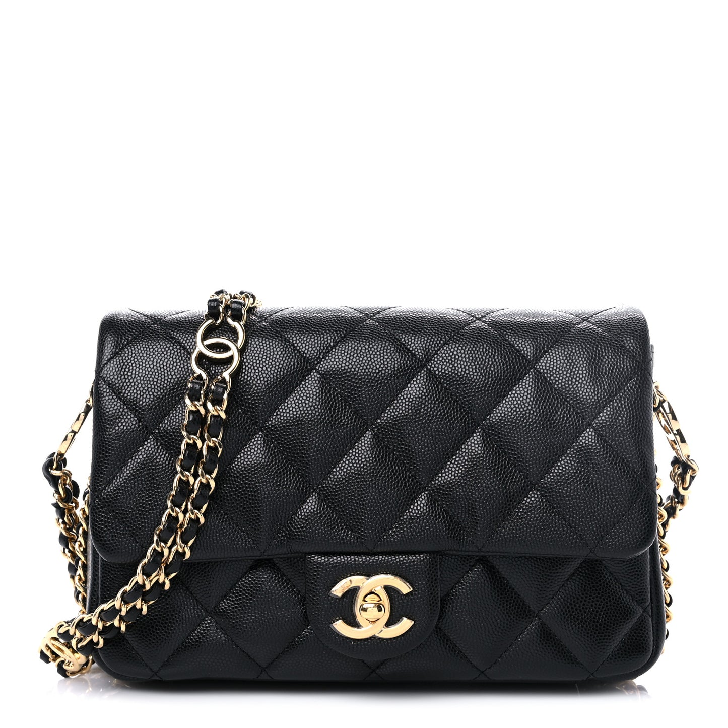 Caviar Quilted Mini CC You Flap Black