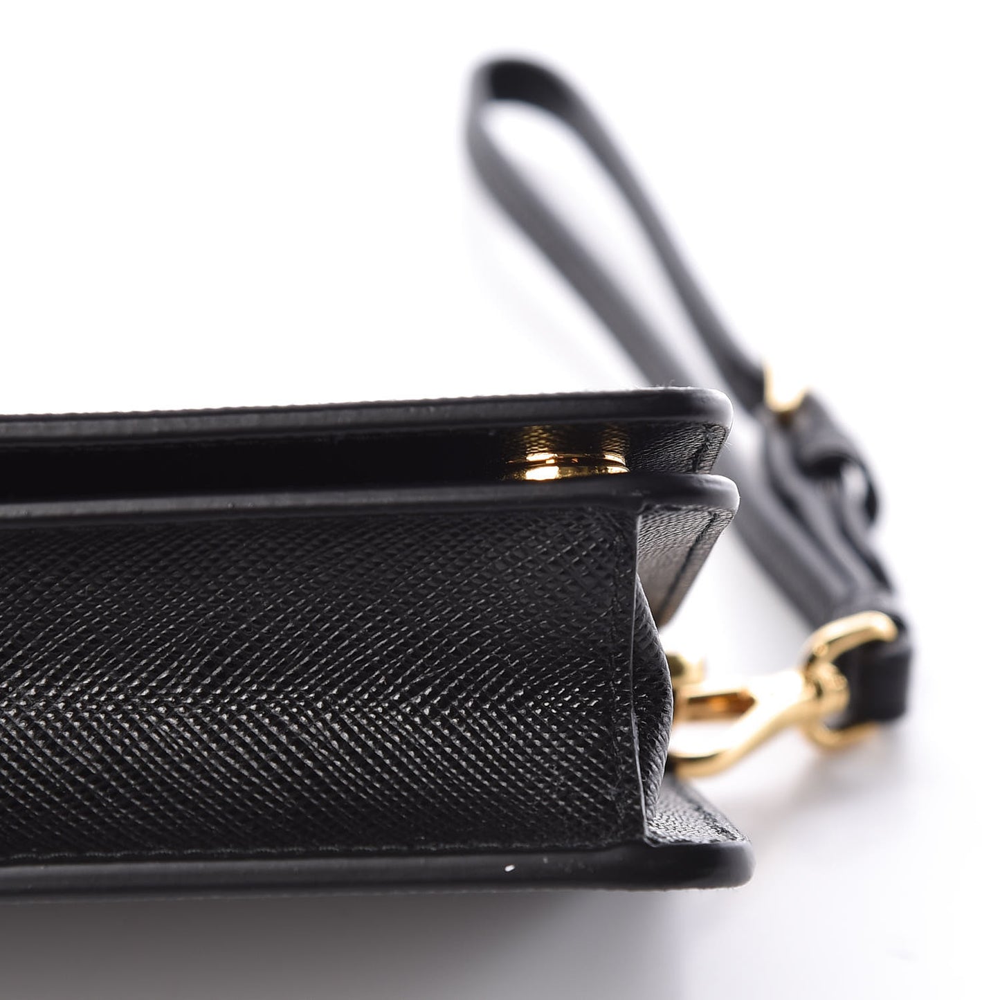 Saffiano Metal Phone Wristlet Crossbody Wallet Black