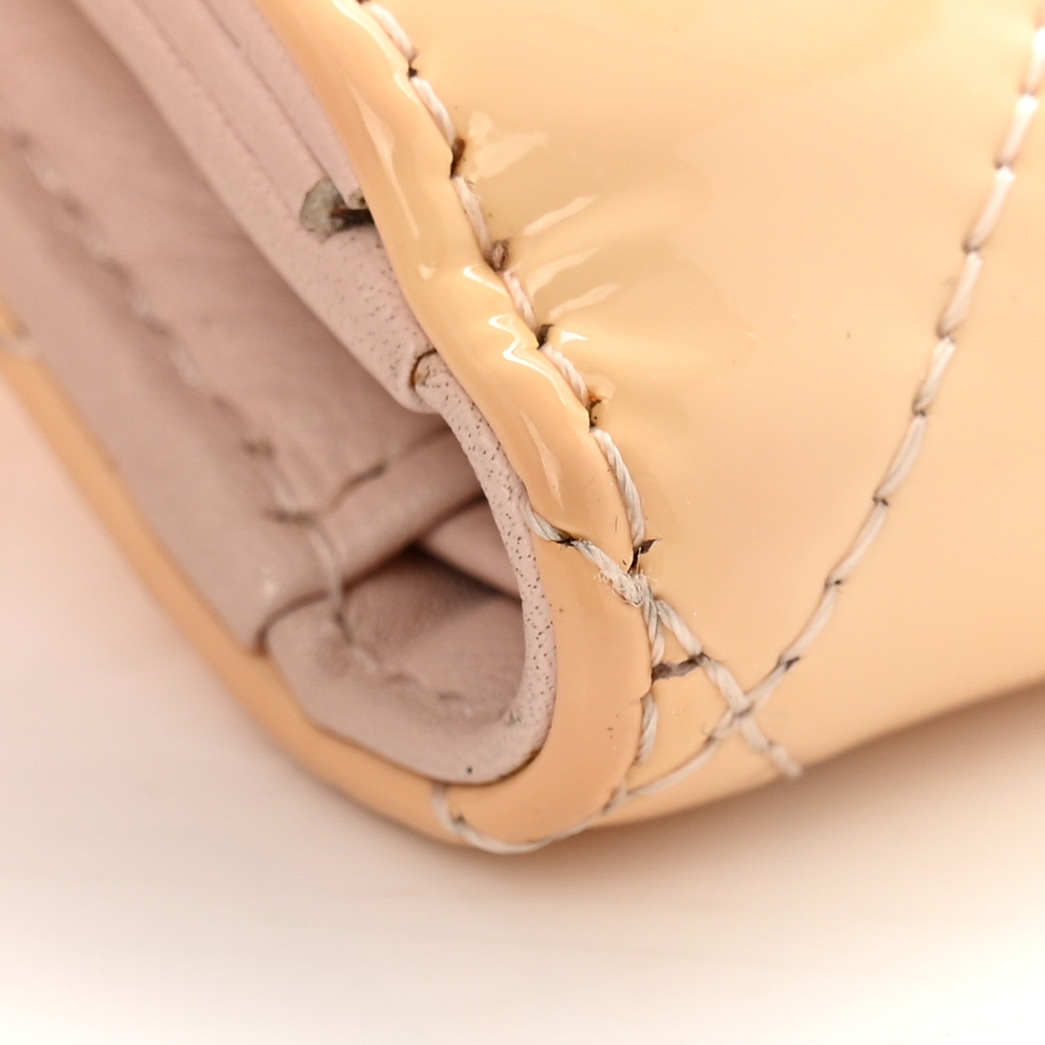 Chanel Striated Patent Quilted Compact French Flap Wallet Beige Light Pink 13 of 16