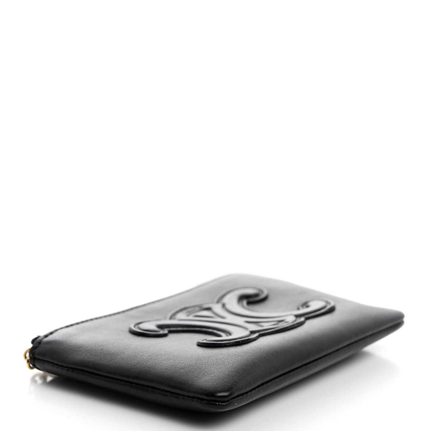 Celine Smooth Calfskin Cuir Triomphe Coin and Card Pouch With Hook Black 4 of 7