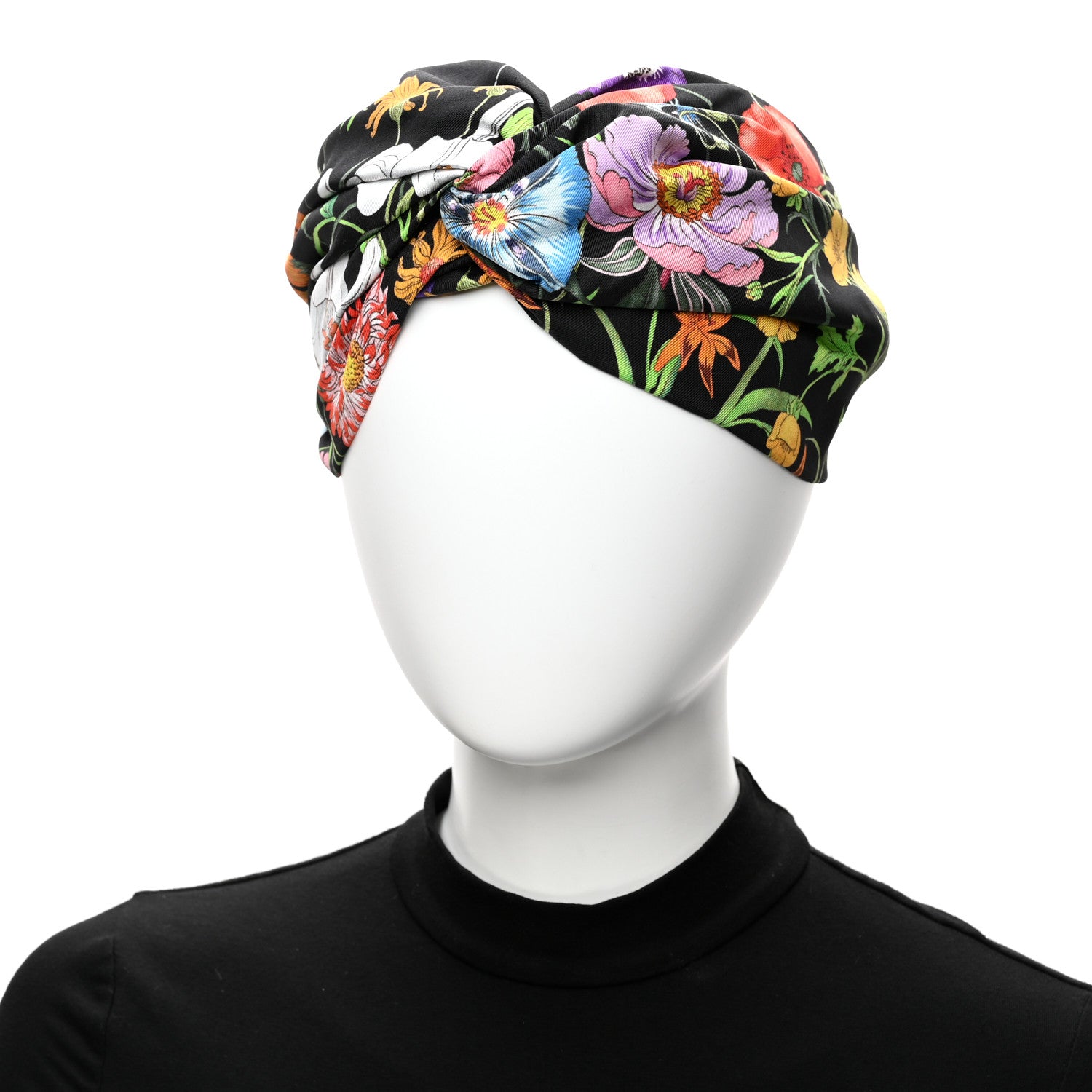 Gucci Silk Monogram Flora Print Headband M Black 2 of 5
