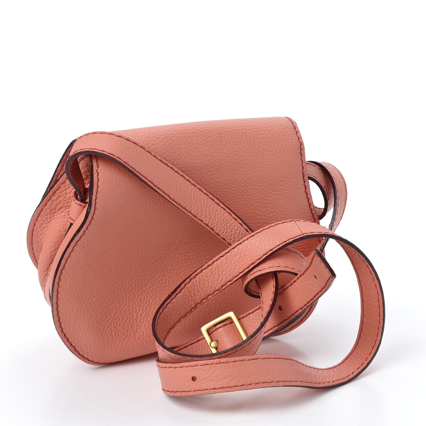 Calfskin Mini Marcie Round Crossbody Bag Coral Pop