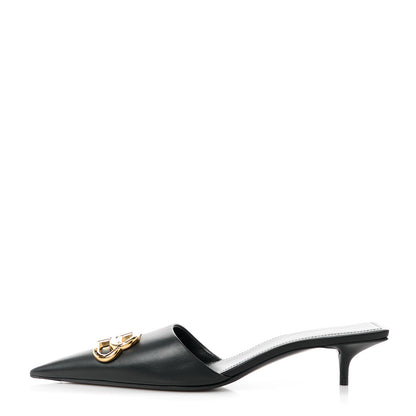 Balenciaga Soft Nappa BB Square Knife Pointed Toe 40mm Mules 37.5 Black 1 of 9