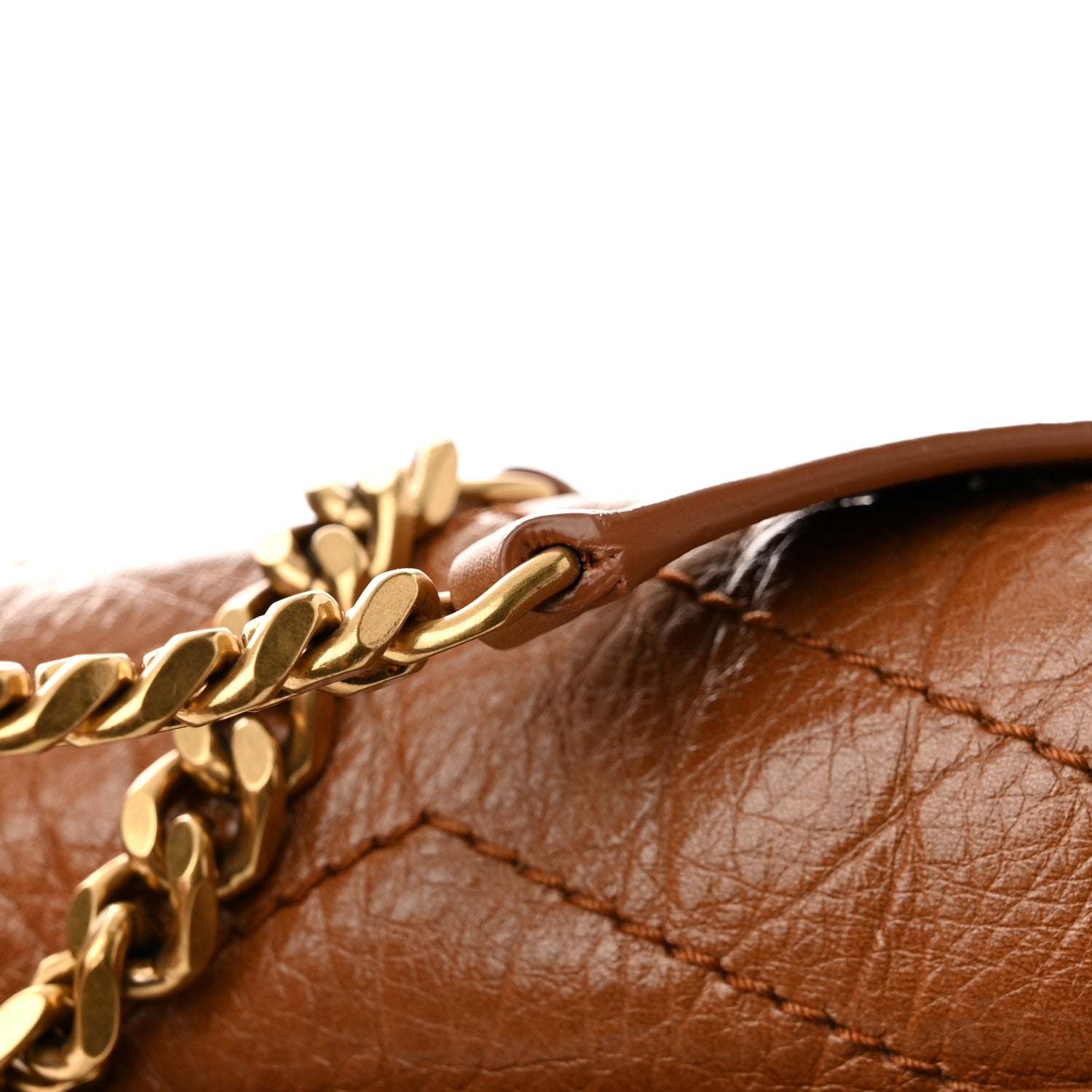 Saint Laurent Crinkled Calfskin Matelasse Monogram Medium Niki Chain Satchel Light Caramel 14 of 14