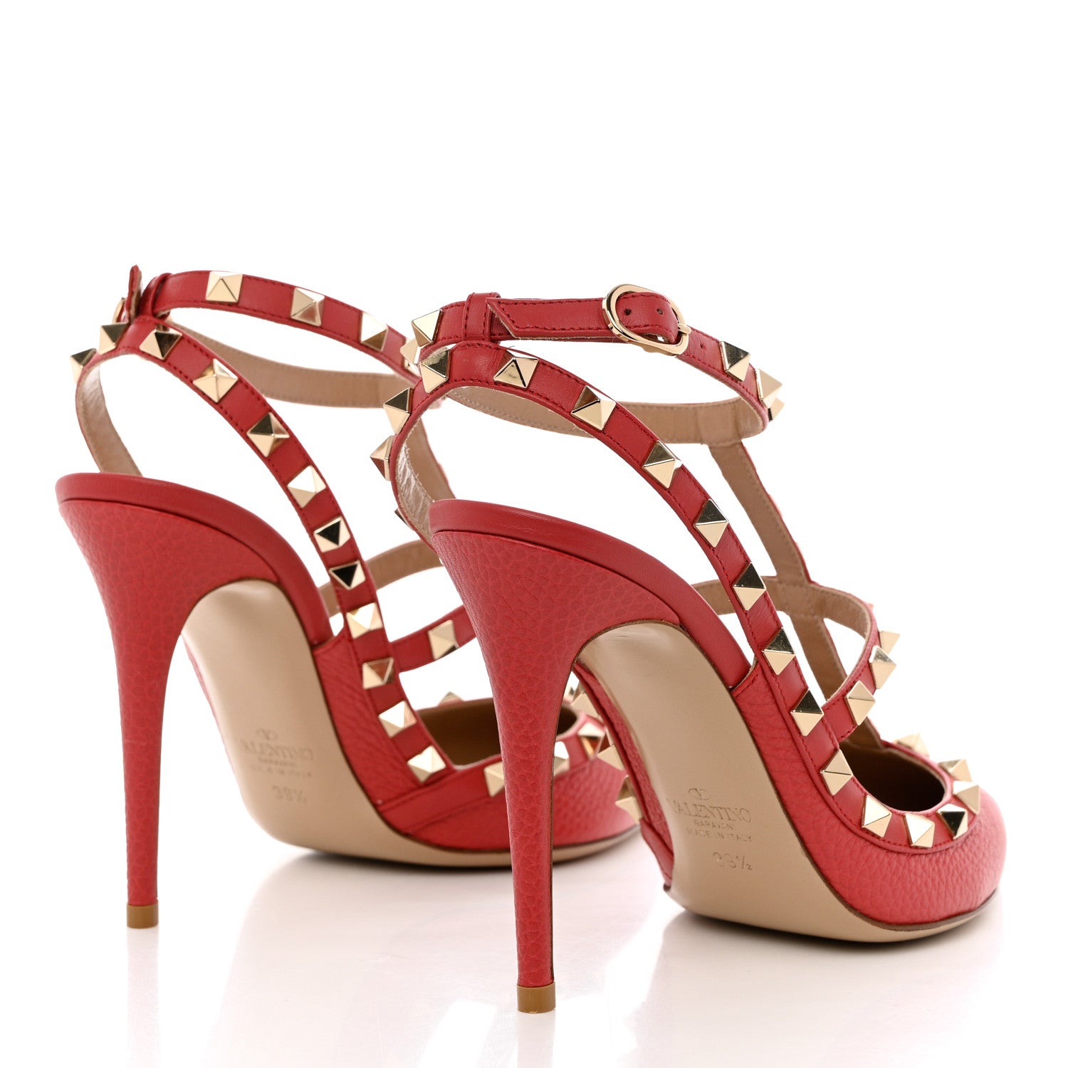 Valentino Garavani Pebbled Calfskin Rockstud Ankle Strap 100mm Pumps 39.5 Rock Pink 4 of 12