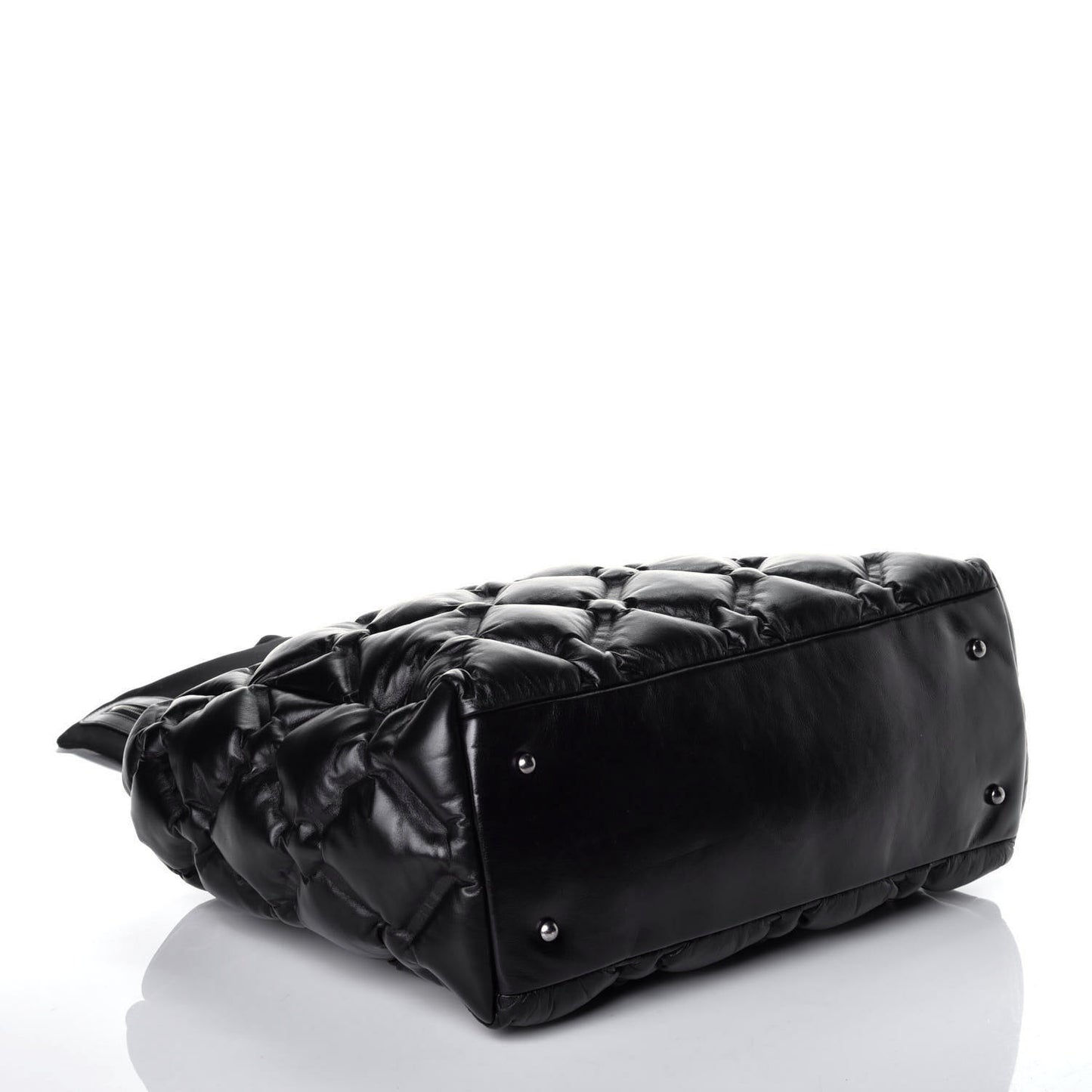 Calfskin Quilted Large Chesterfield Tote Black