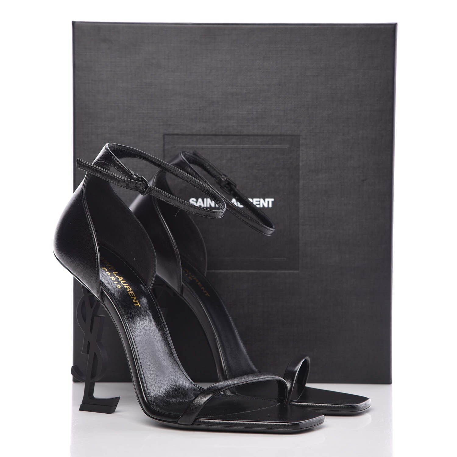 Saint Laurent Calfskin Opyum Sandals 39 Black 10 of 10