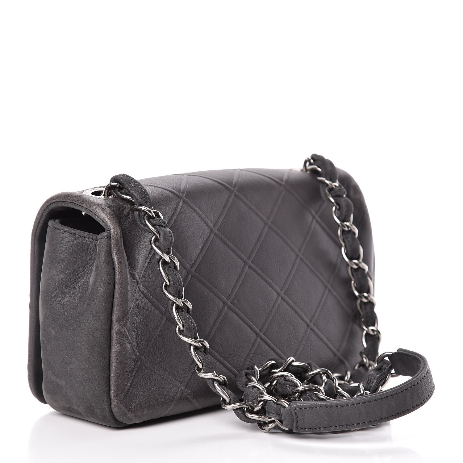 Chanel Calfskin Diamond Embossed New Chic Flap Grey 3 of 14