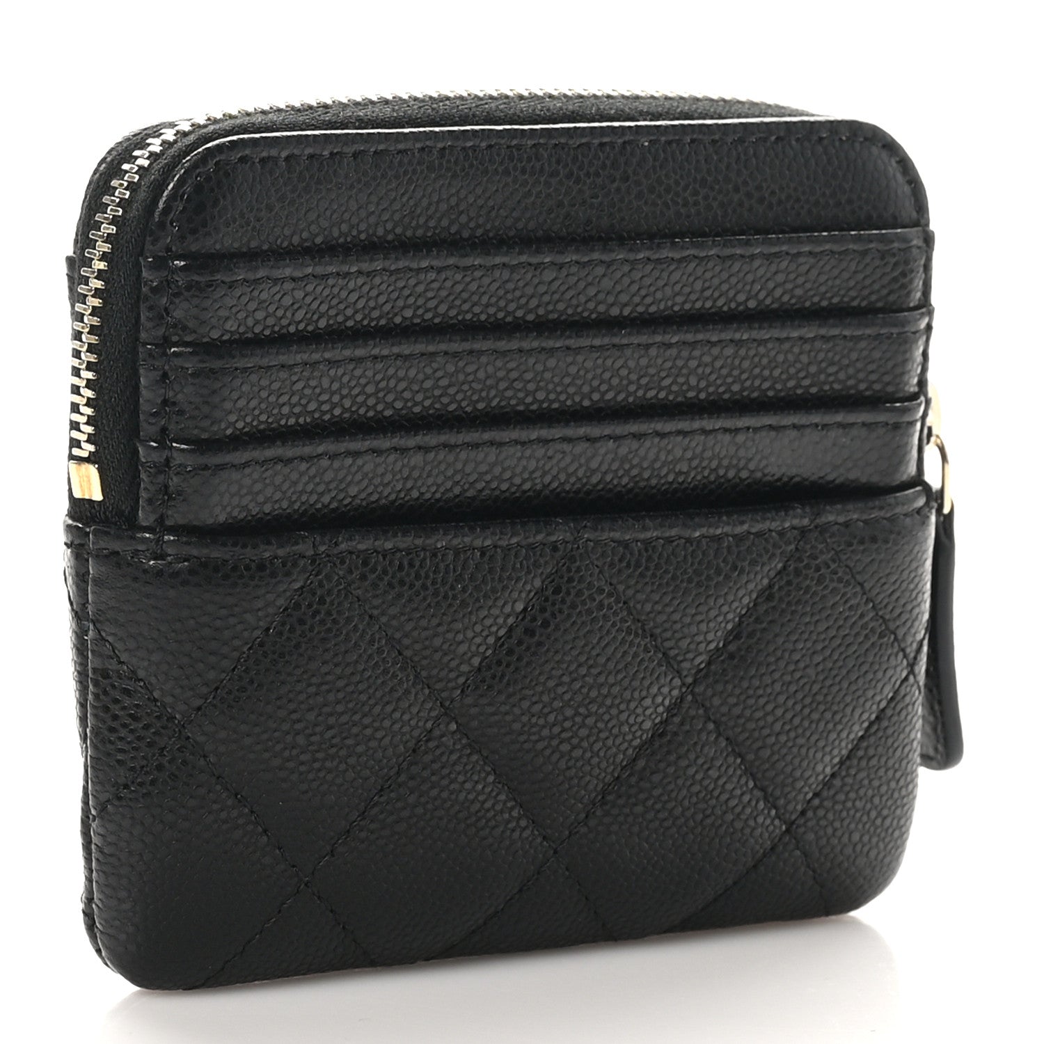 Chanel Caviar Quilted Zip Card Holder Wallet Black 3 of 8
