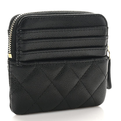 Chanel Caviar Quilted Zip Card Holder Wallet Black 3 of 8