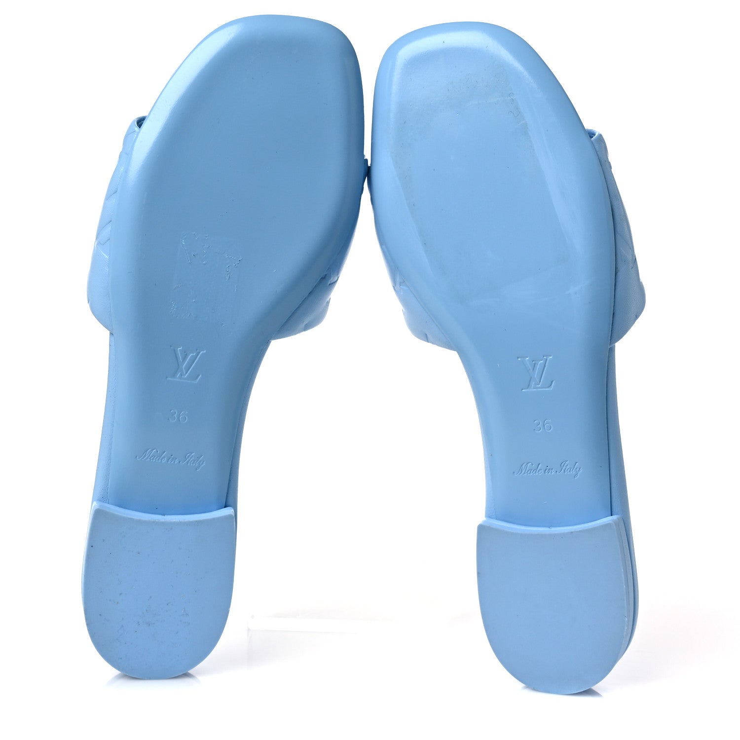 Louis Vuitton Lambskin Embossed Monogram Revival Flat Mules 36 Light Blue 5 of 8
