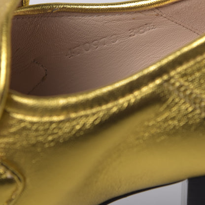 Gucci Malaga Kid Pearl Studded Vegas Platform Loafers 38.5 Gold 7 of 11