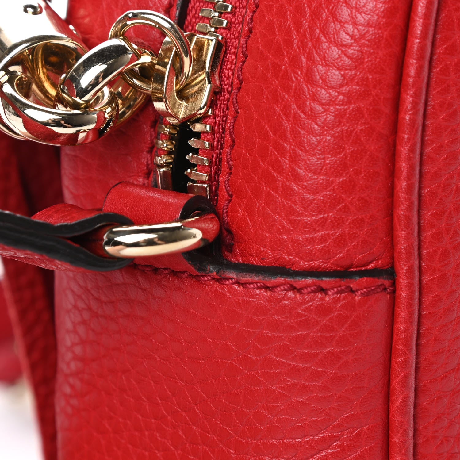 Gucci Pebbled Calfskin Small Soho Disco Bag Tabasco Red 12 of 13