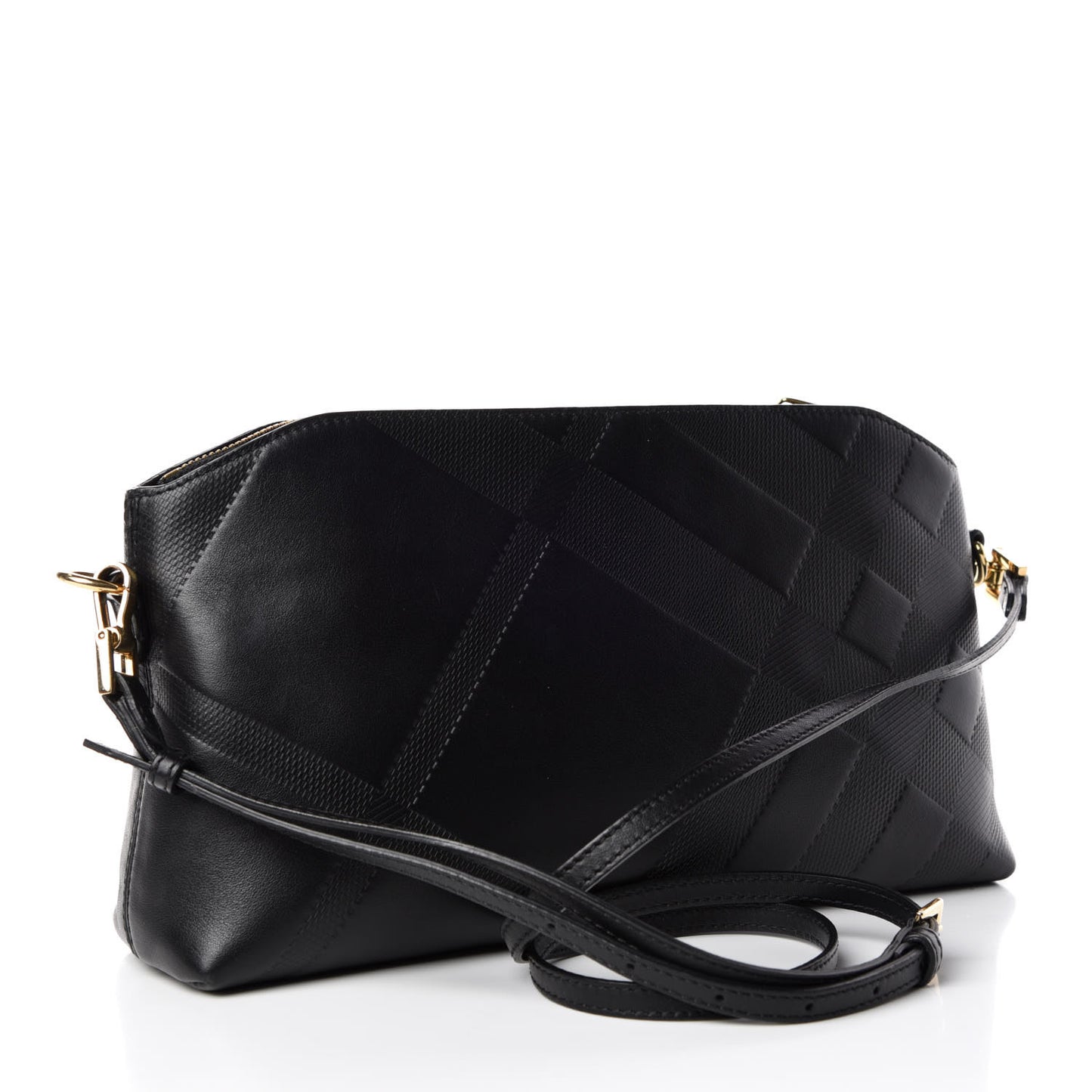 Calfskin Check Embossed Small Chichester Crossbody Clutch Bag Black