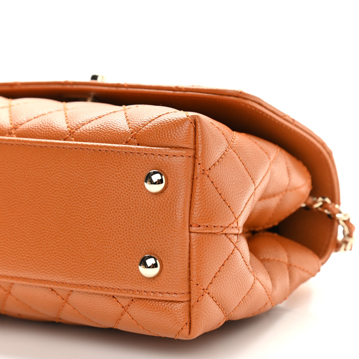 Caviar Quilted Mini Coco Handle Flap Light Brown