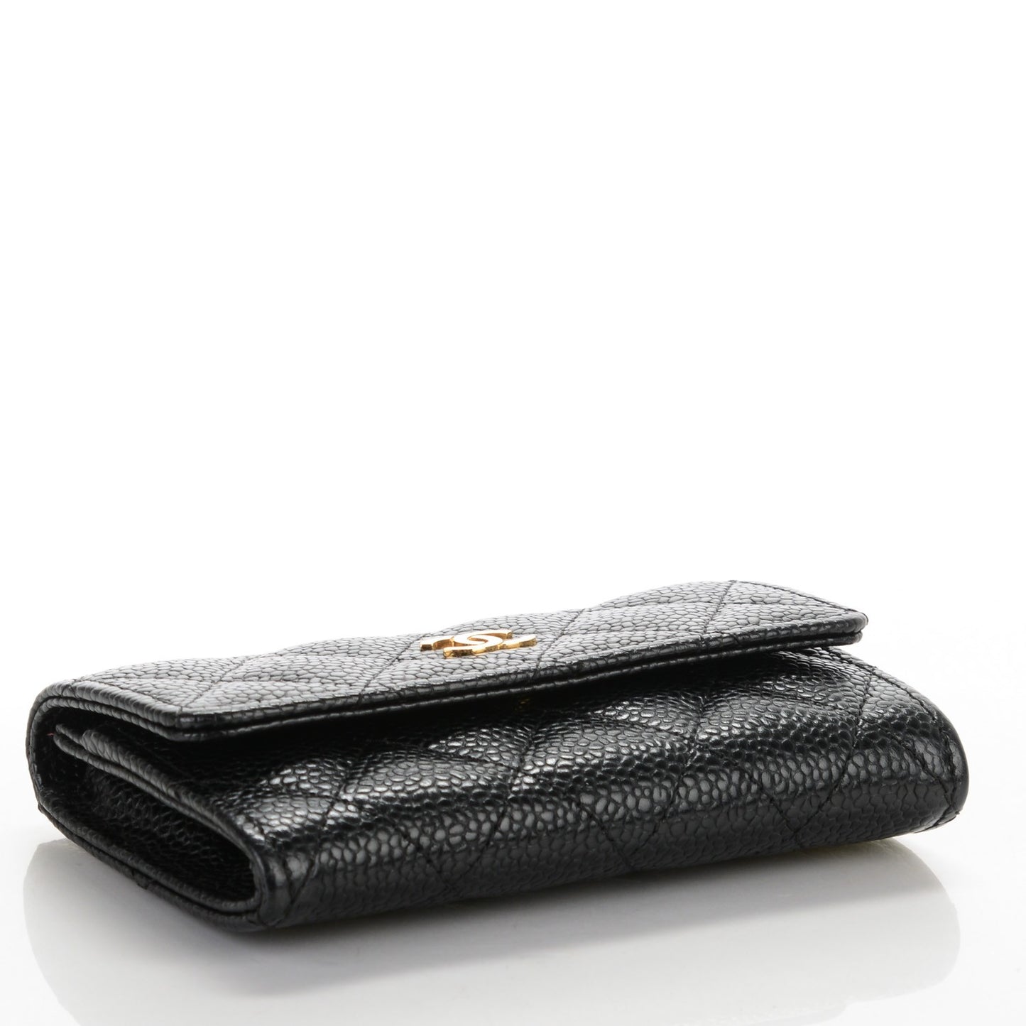 Caviar Quilted Flap Card Holder Black