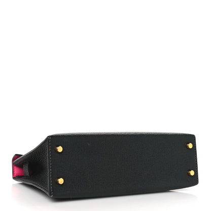 Hermes Chevre Mysore Horseshoe Mini Kelly Sellier 20 Black Rose Mexico 4 of 11
