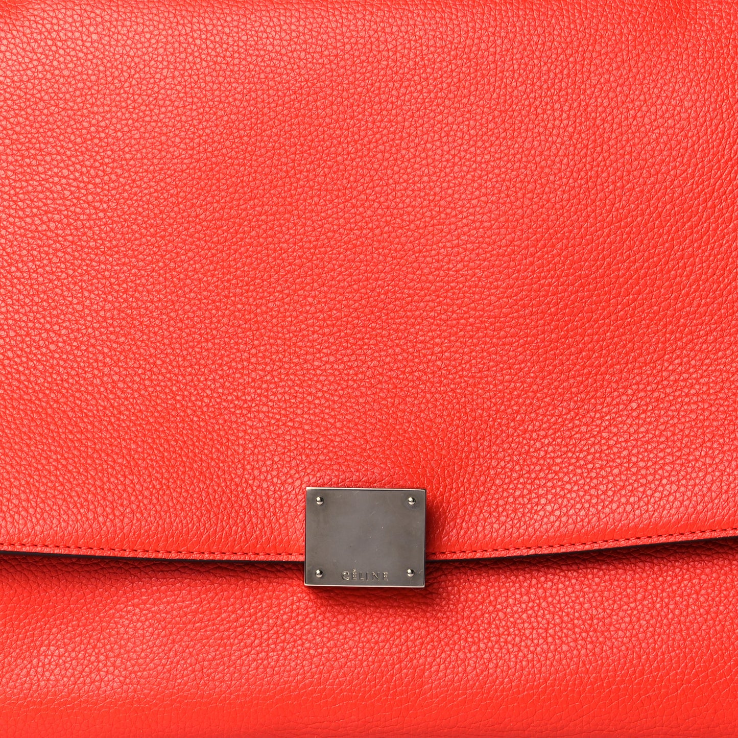 Drummed Calfskin Suede Medium Trapeze Vermillion
