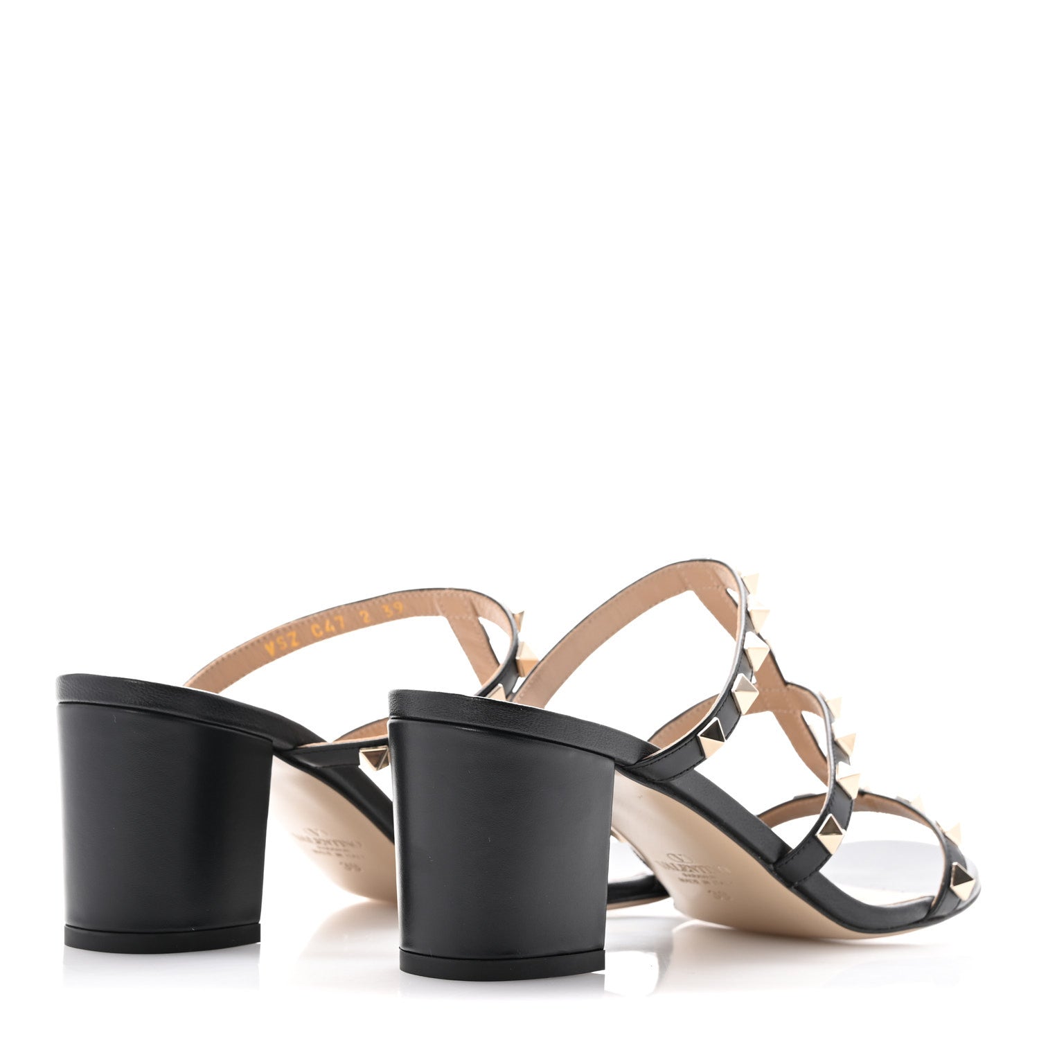 Valentino Garavani Calfskin Rockstud 60mm Caged Slide Sandals 39 Black 5 of 14