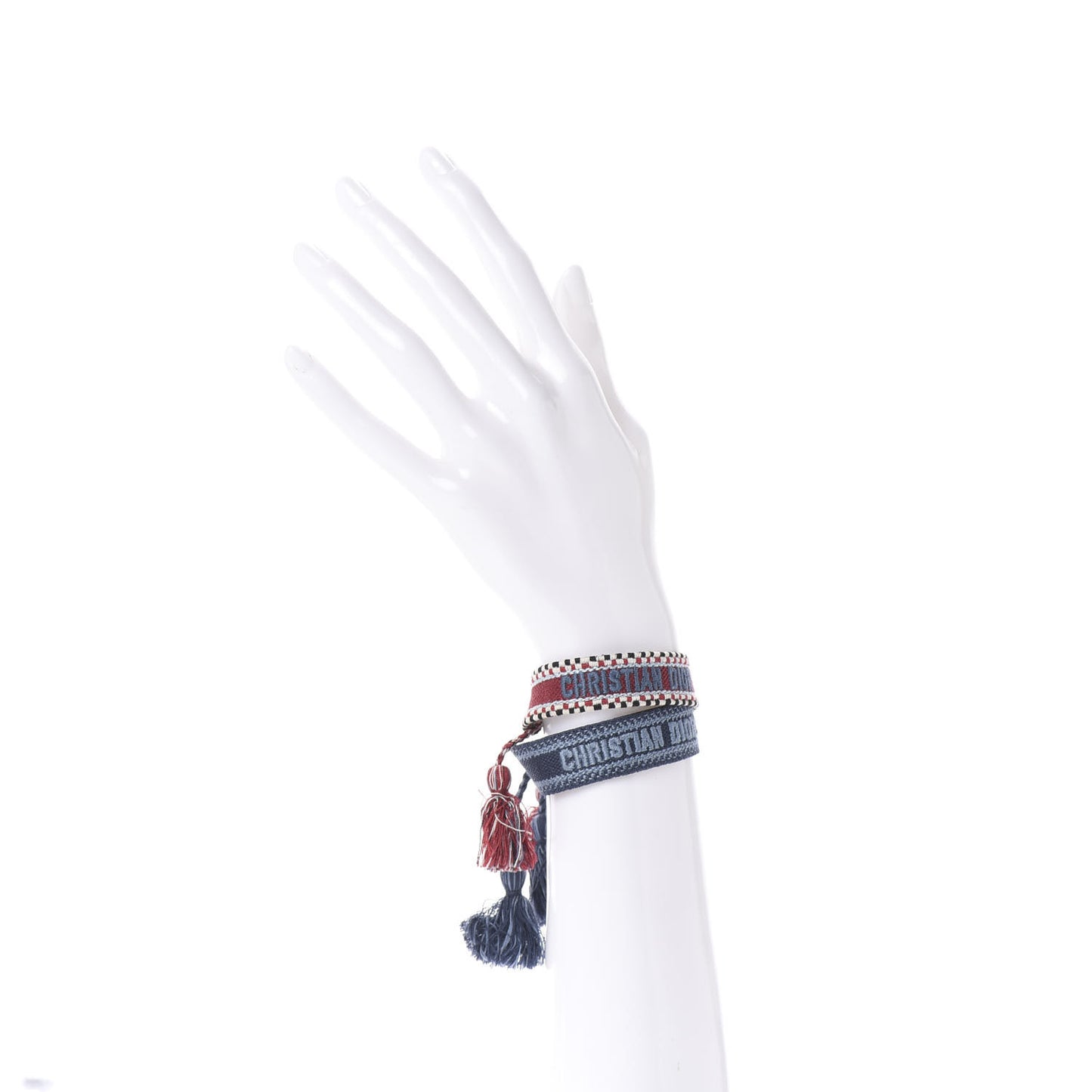 Woven Cotton J'Adior Friendship Bracelet Set Red Blue